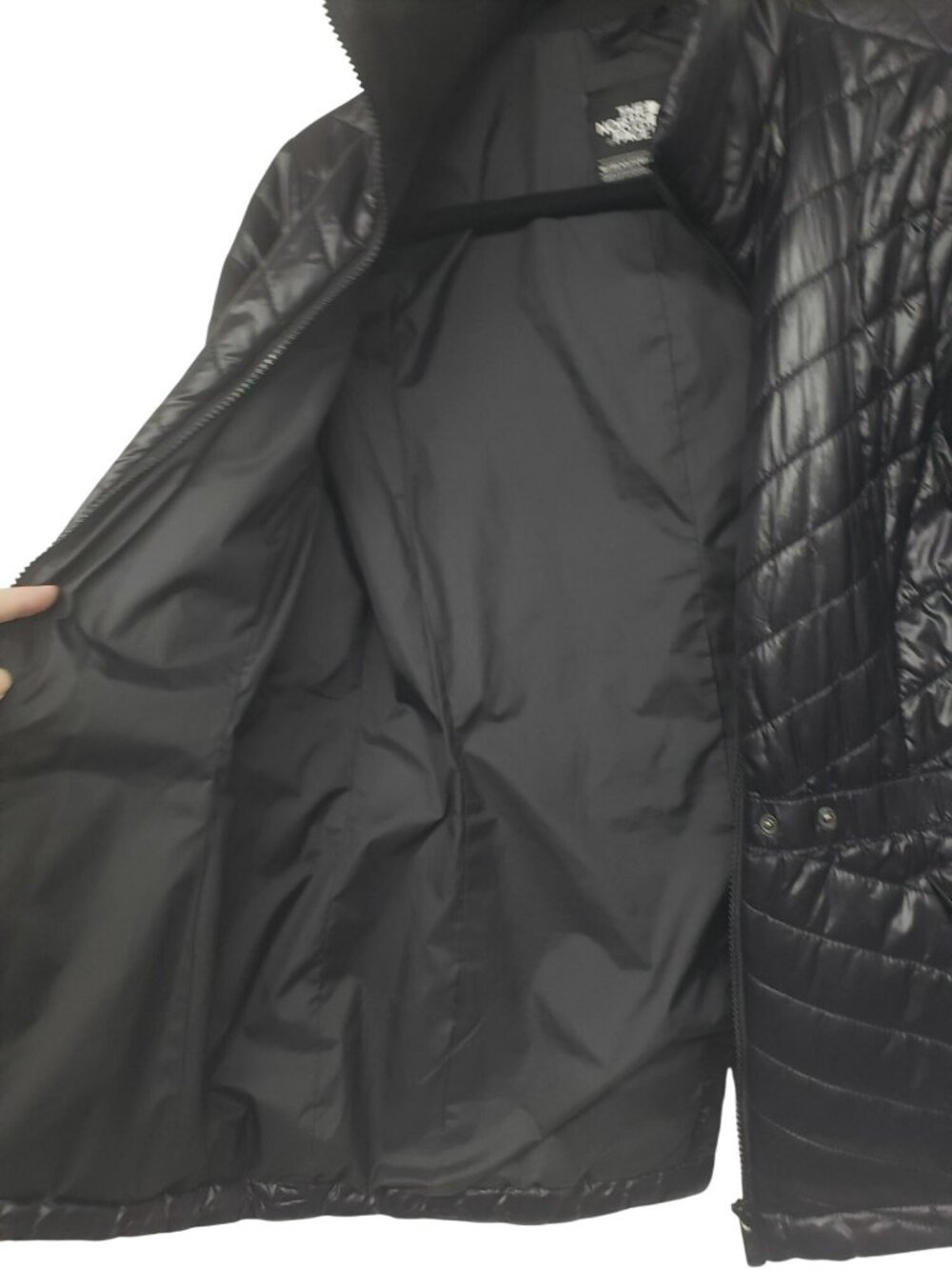 The North Face Black Puffer Jacket Womens M Medium Full Zip Cinched Waist - Picture 5 of 16